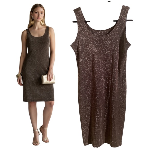 Dresses & Skirts - Black and Gold Shimmer Bodycon Dress Sleeveless Glitter Stretch Size 4 Small